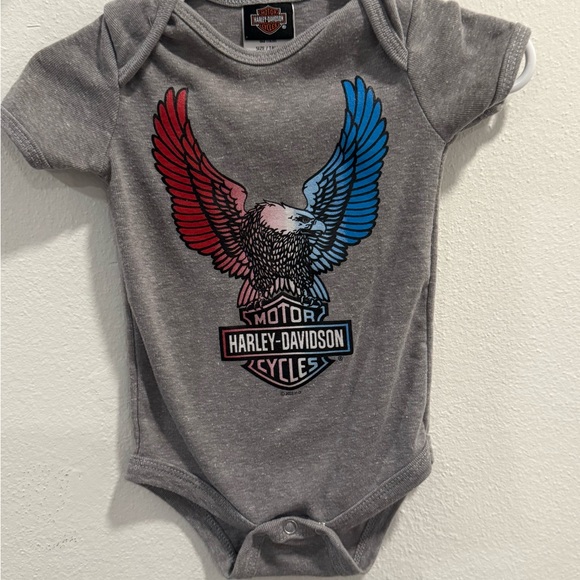 Harley-Davidson Other - Harley-Davidson Gray Bodysuit with Red and Blue Eagle